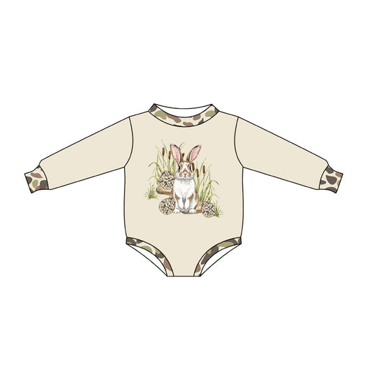 Easter bunny print toddle baby girl long sleeve romper preorder