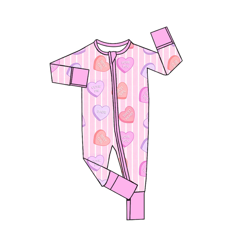 Valentines heart toddle baby girl long sleeve romper preorder
