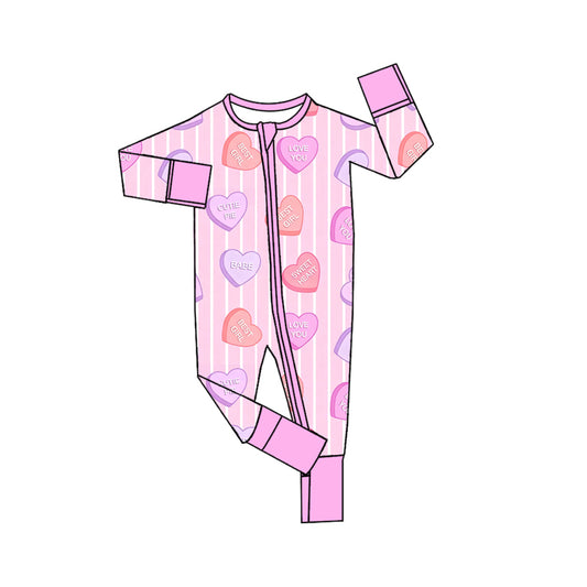 Valentines heart toddle baby girl long sleeve romper preorder