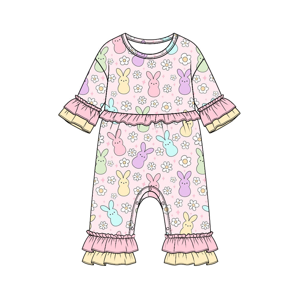 Easter bunny print toddle baby girls holiday romper preorder
