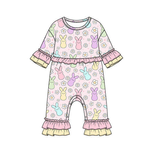 Easter bunny print toddle baby girls holiday romper preorder