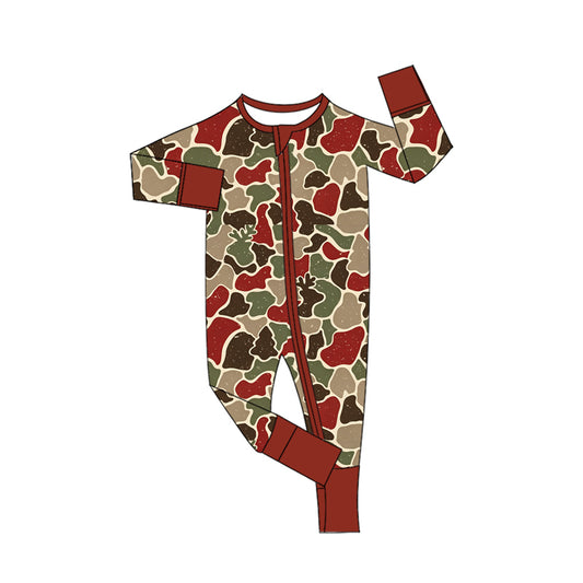Christmas camo deer print toddle baby girls long sleeve romper preorder