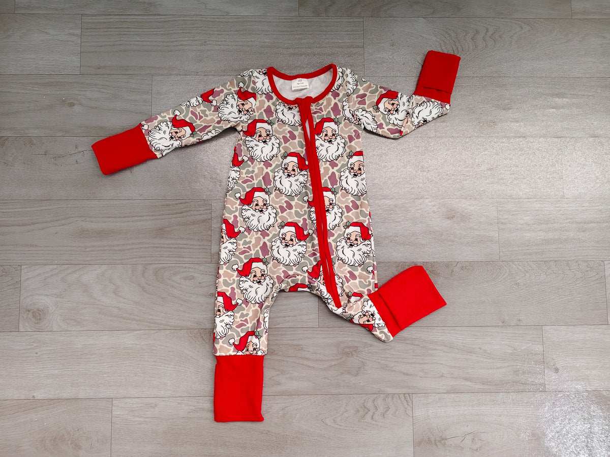 Christmas santa claus print toddle baby girls long sleeve romper preorder
