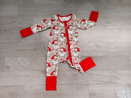 Christmas santa claus print toddle baby girls long sleeve romper preorder