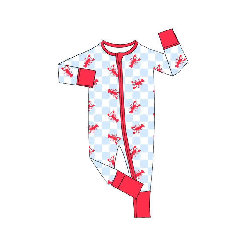 Crawfish print toddle baby long sleeve romper preorder