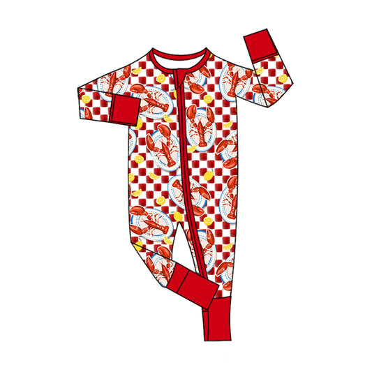 Crawfish print toddle baby long sleeve romper preorder