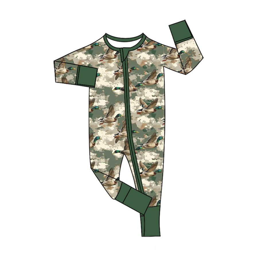 Mallard duck camo print toddle baby long sleeve romper preorder