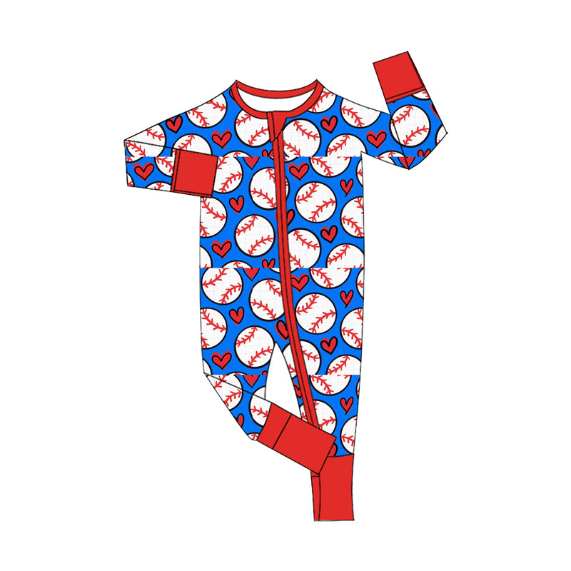 Baseball print toddle baby long sleeve romper preorder