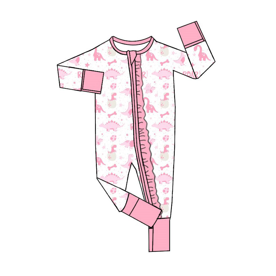 Easter dinosaur eggs print toddle baby girl long sleeve romper preorder