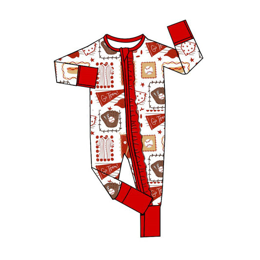 Baseball print toddle baby girl long sleeve romper preorder
