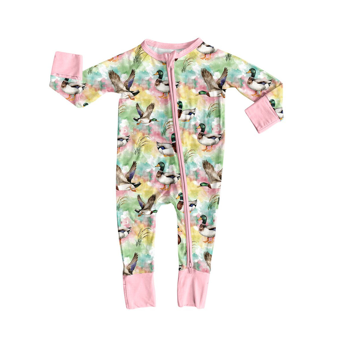 Duck print toddle baby girl long sleeve romper preorder