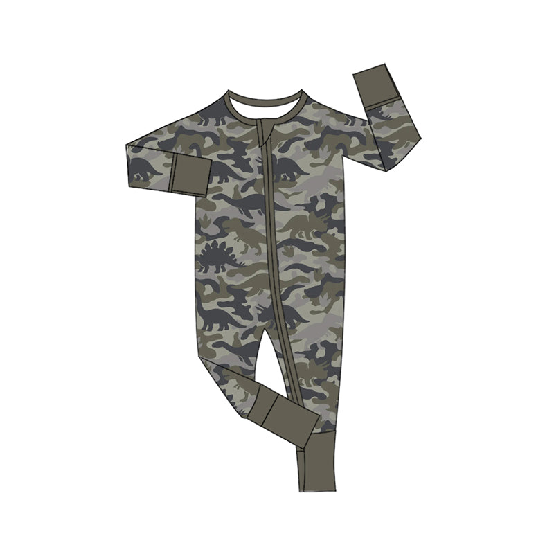 Dinosaur camo print toddle baby boy long sleeve romper preorder