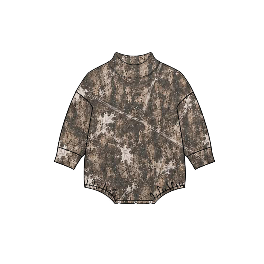 Camo print toddle baby long sleeve mock neck romper preorder