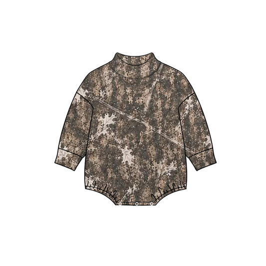 Camo print toddle baby long sleeve mock neck romper preorder