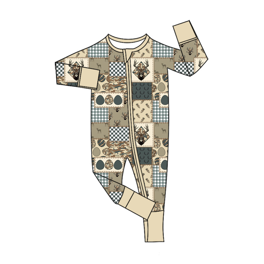 Hunting season deer print toddle baby long sleeve romper preorder
