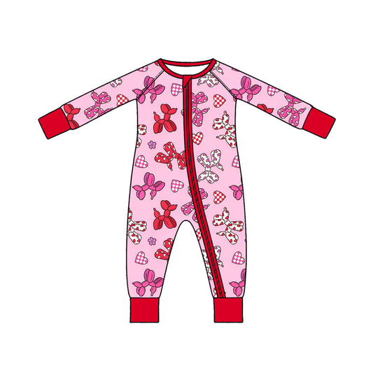 Valentines dog print toddle baby long sleeve romper preorder