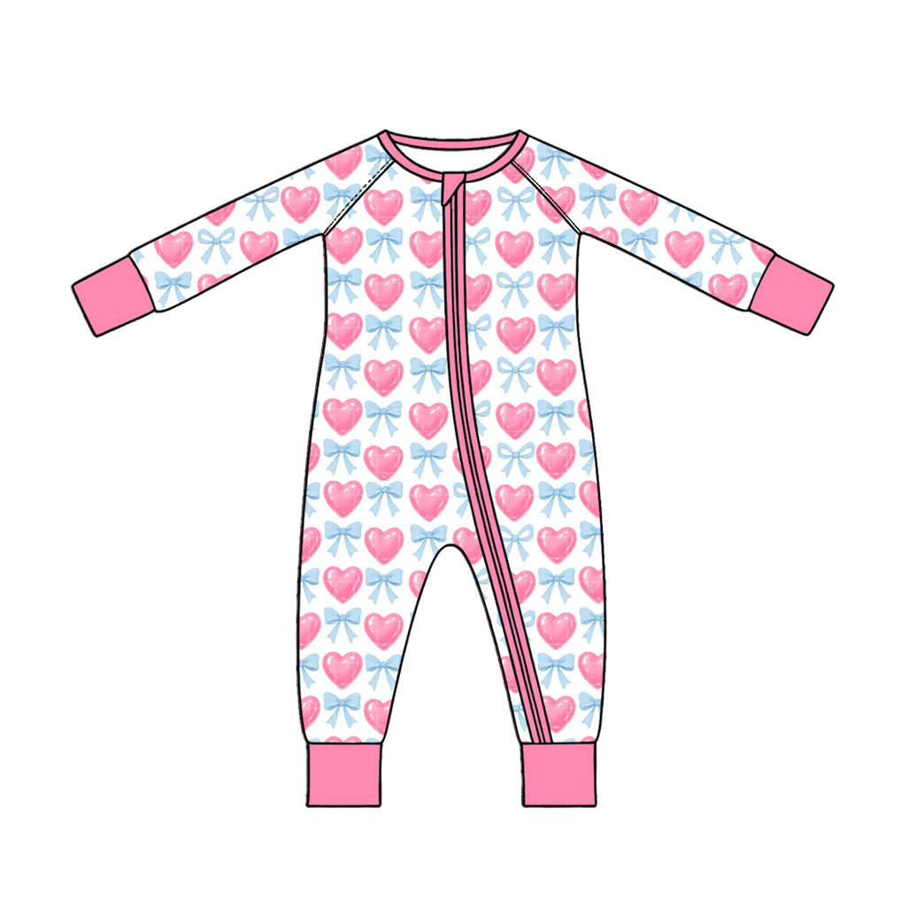 Valentines heaart print toddle baby long sleeve romper preorder
