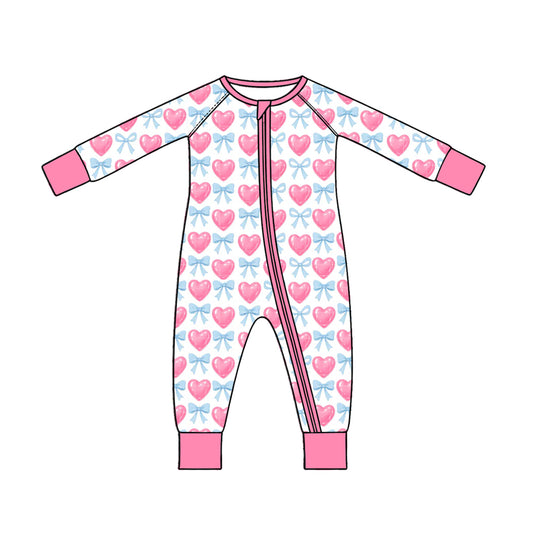 Valentines heaart print toddle baby long sleeve romper preorder
