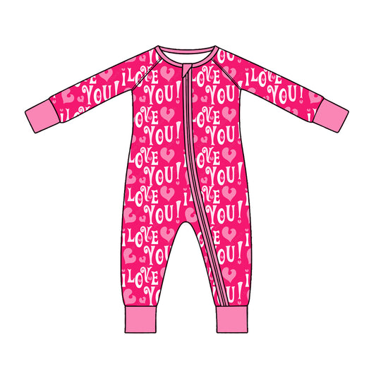 Valentines heart love print toddle baby long sleeve romper preorder
