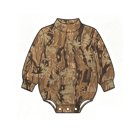 Camo print toddle baby long sleeve mock neck romper preorder