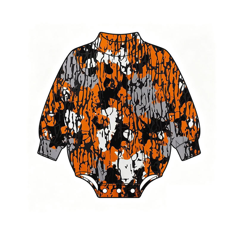 Camo print toddle baby long sleeve mock neck romper preorder