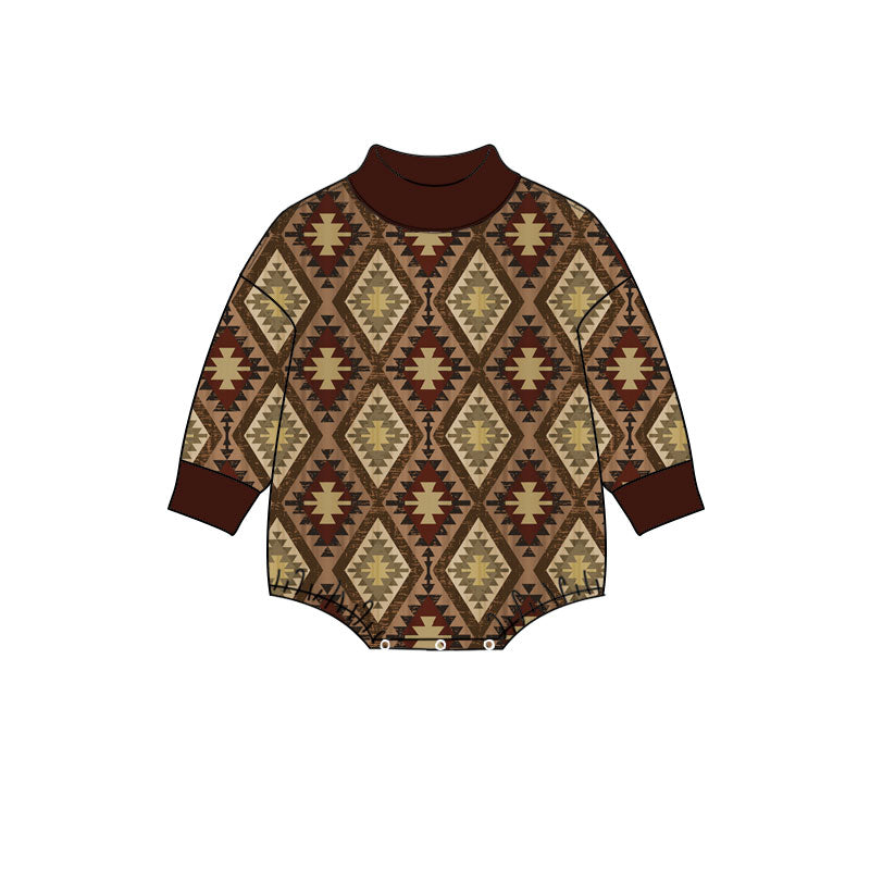 Western aztec toddle baby long sleeve romper preorder