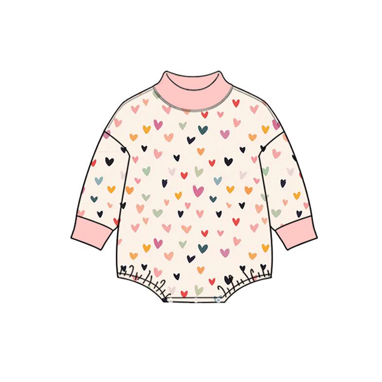Valentines day heart print toddle baby long sleeve romper preorder