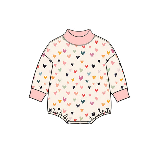 Valentines day heart print toddle baby long sleeve romper preorder