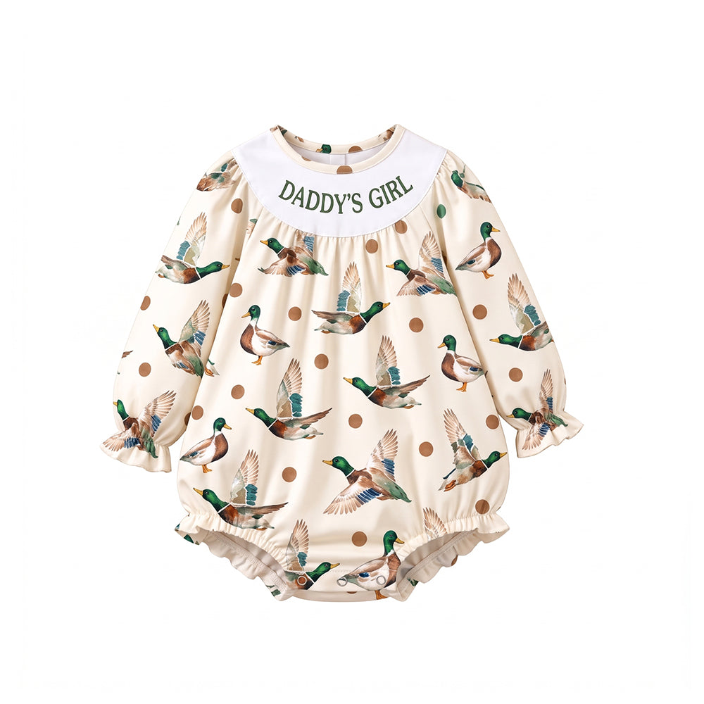 Daddys girl print toddle baby long sleeve romper preorder