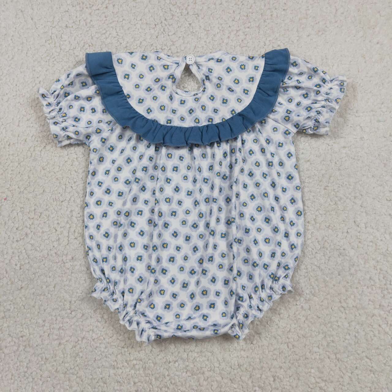 Daddys girl blue flowers  toodle girls summer smocked romper