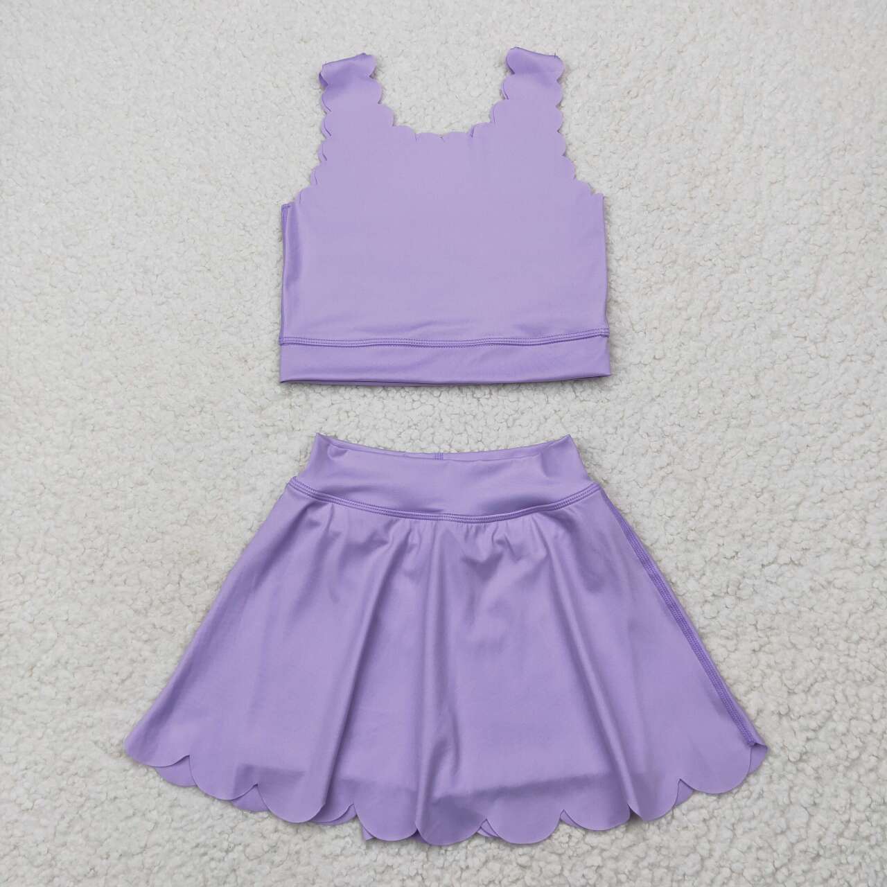 Baby girls lavender active wear athletic summer yoga skirt outfit