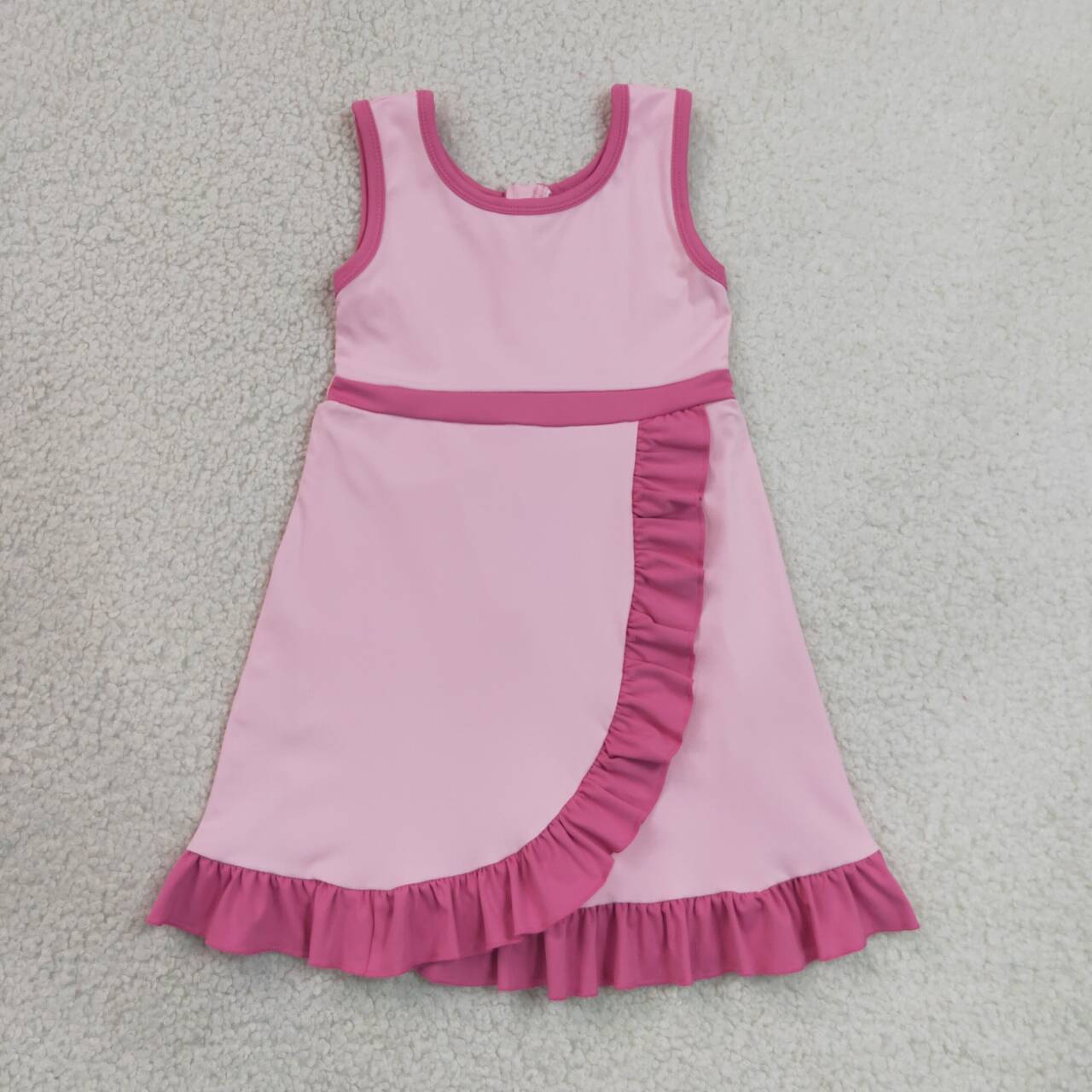 Hot pink color girls summer yoga dress