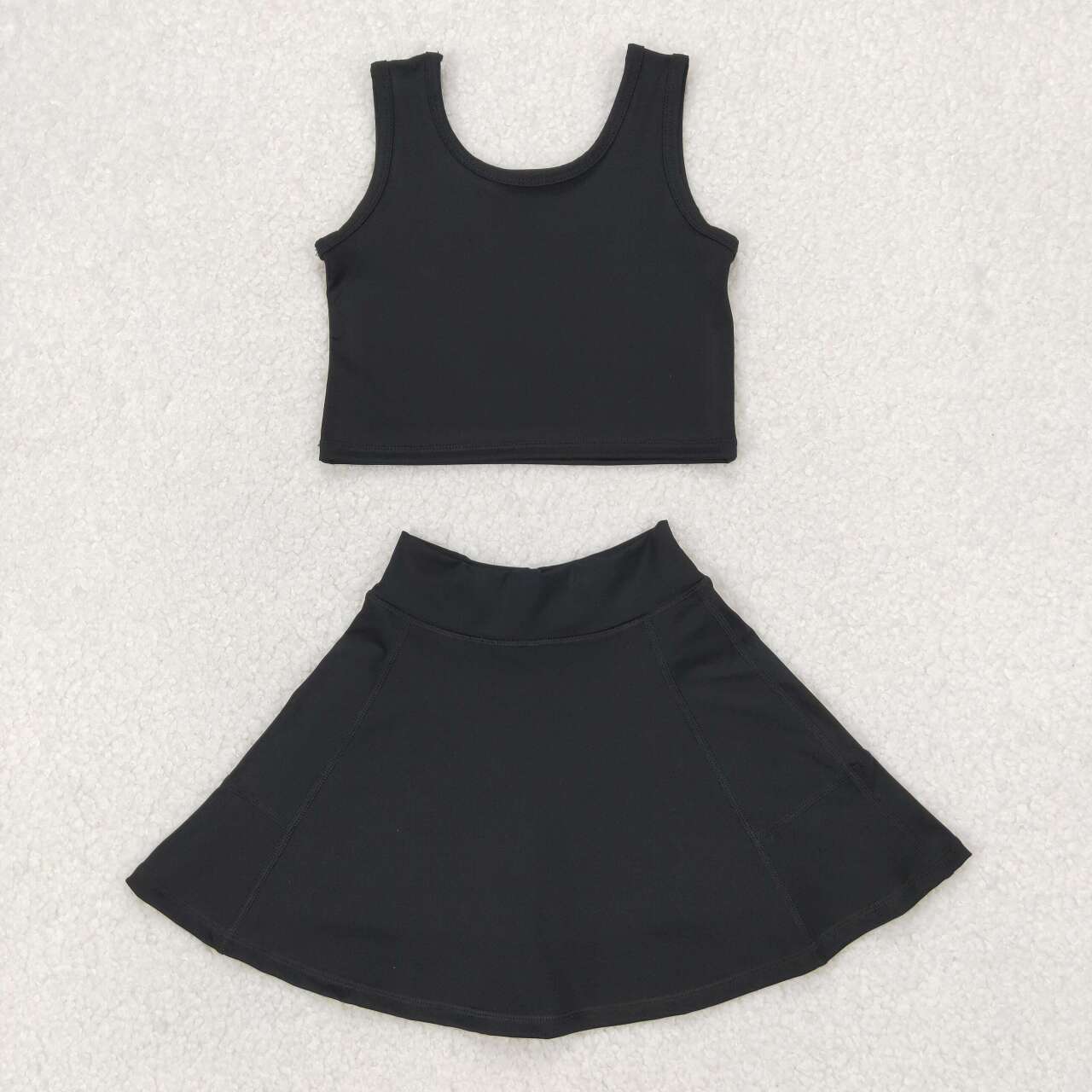 Baby girls black active wear athletic summer yoga skirt outfit