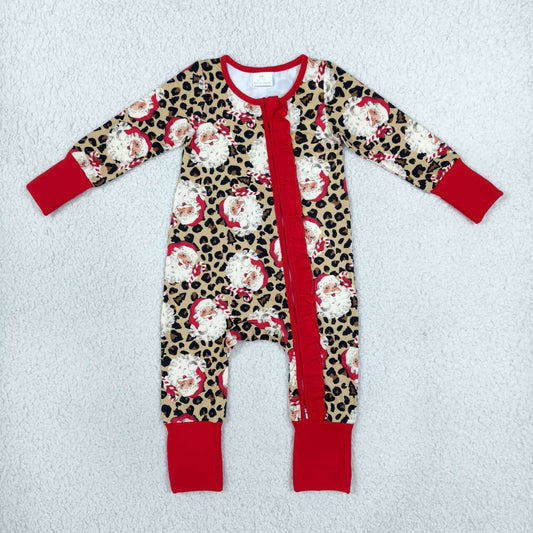 Christmas santa claus toddle baby long sleeve zip romper
