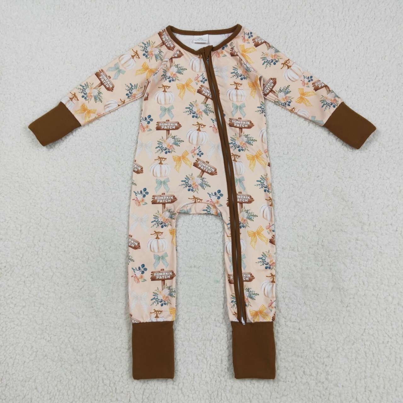 Fall pumpkin infant baby girl long sleeve romper