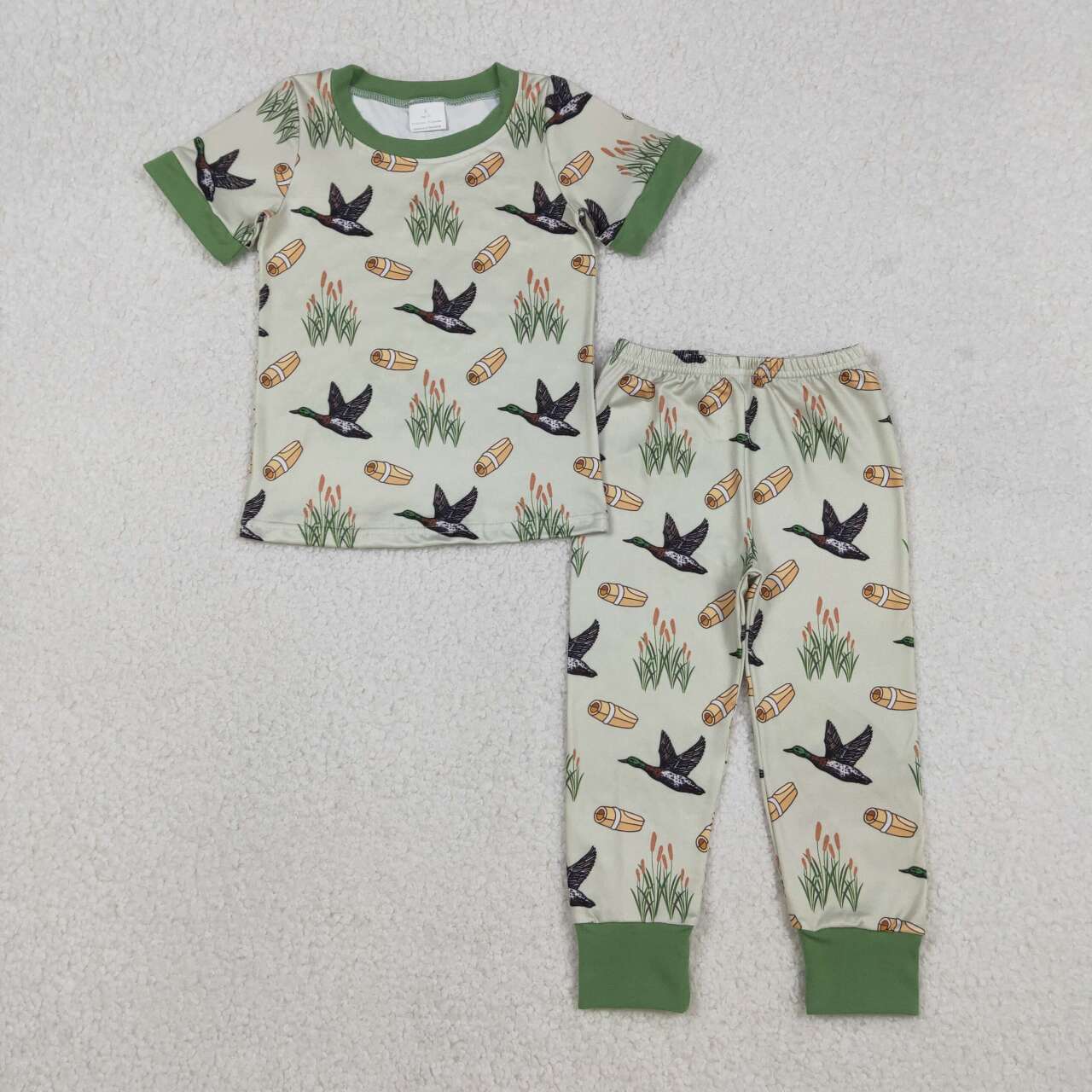 Hunting season deer duck print boys short sleeve outfit