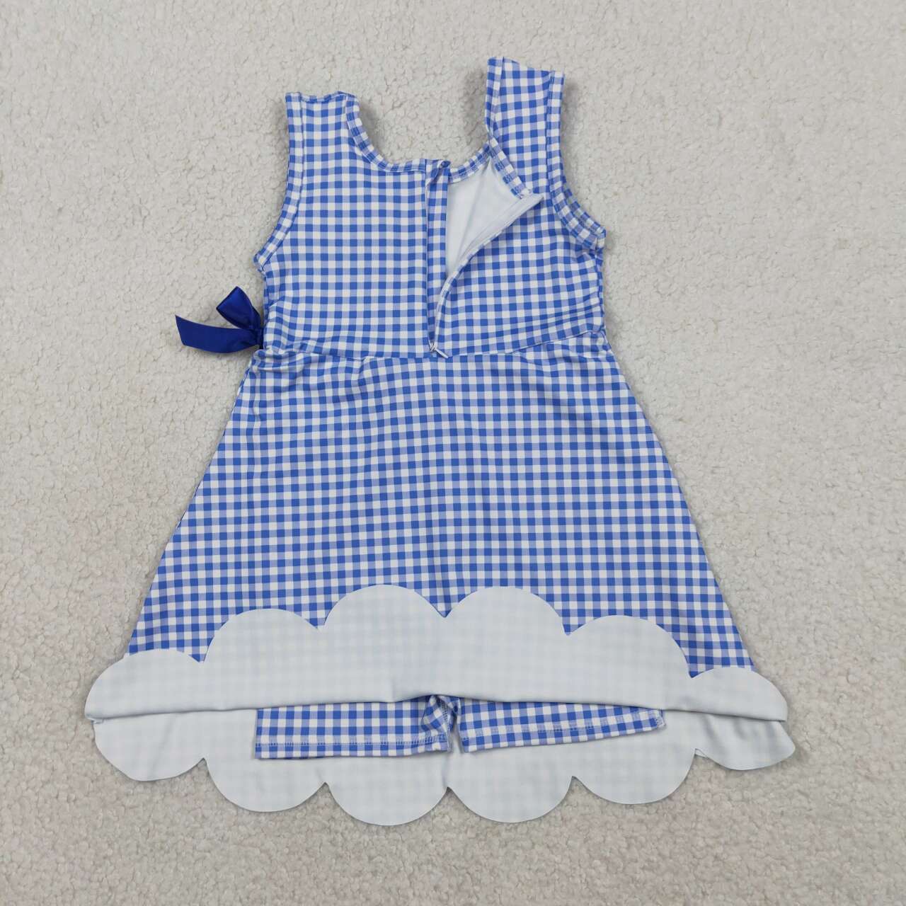 Light Blue plaid design toddle baby girls active wear yoga dress