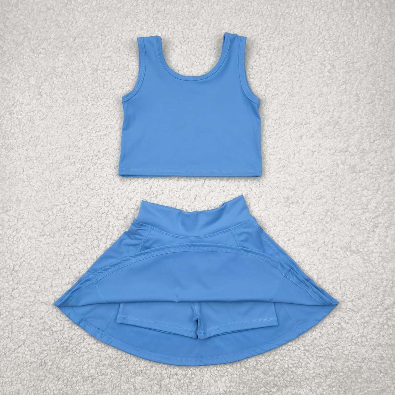 Baby girls blue active wear athletic summer yoga skirt outfit