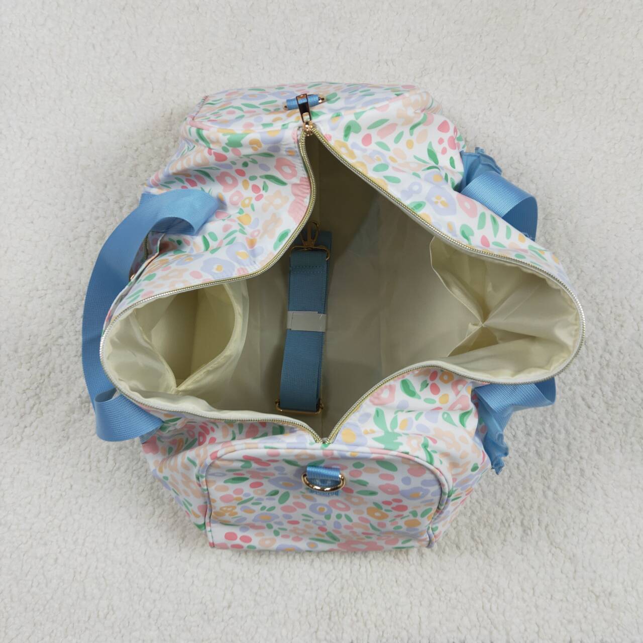 Floral design duffel bag sports bag