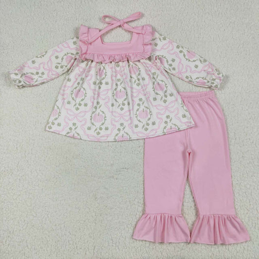 Baby girls pink pumpkins tunic top matching pants clothes