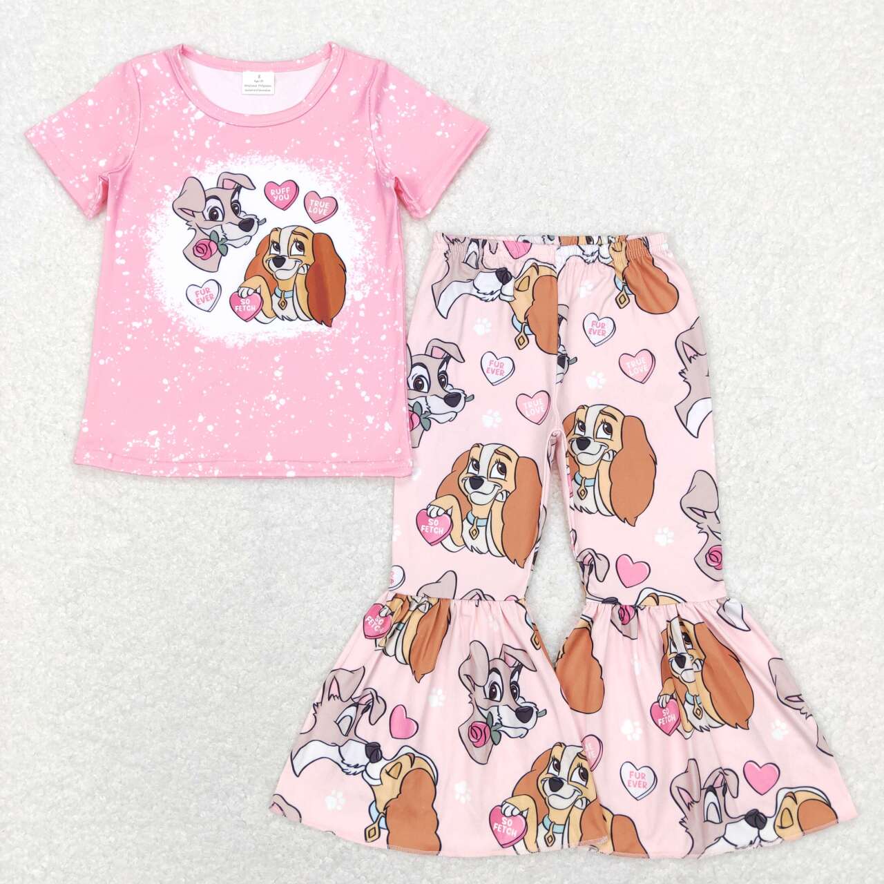 baby girls short sleeve cartoon dog outfit