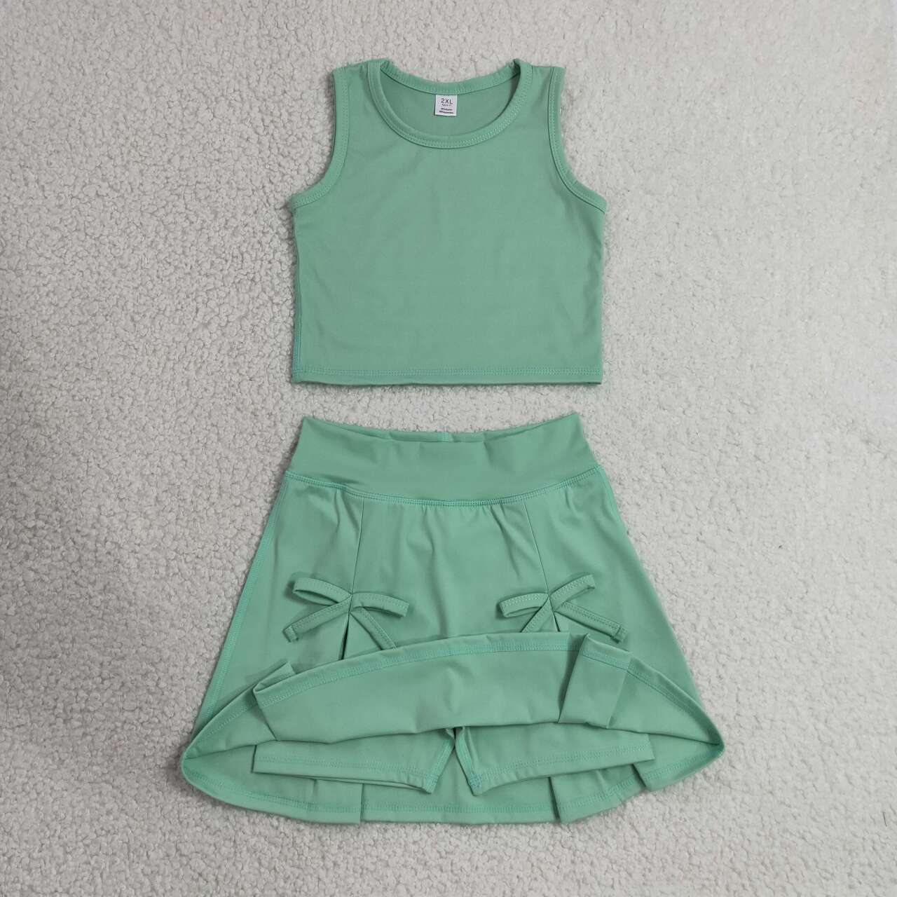 Lime green tank top matching yoga skirts active wear outfit