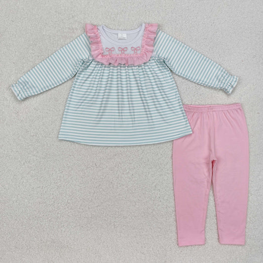 baby girl embroidery pink bow tunic top matching pants fall winter clothes