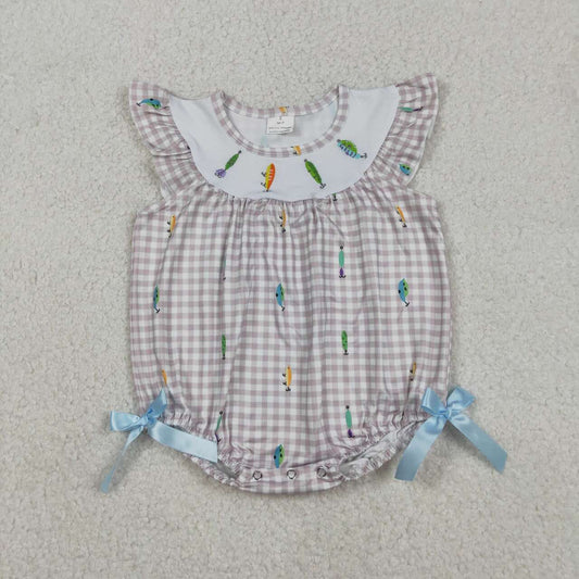 Embroidery Fishing print toddle baby  romper