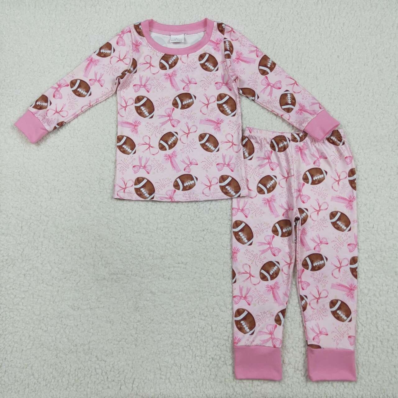 Football game day pink bow pajama set