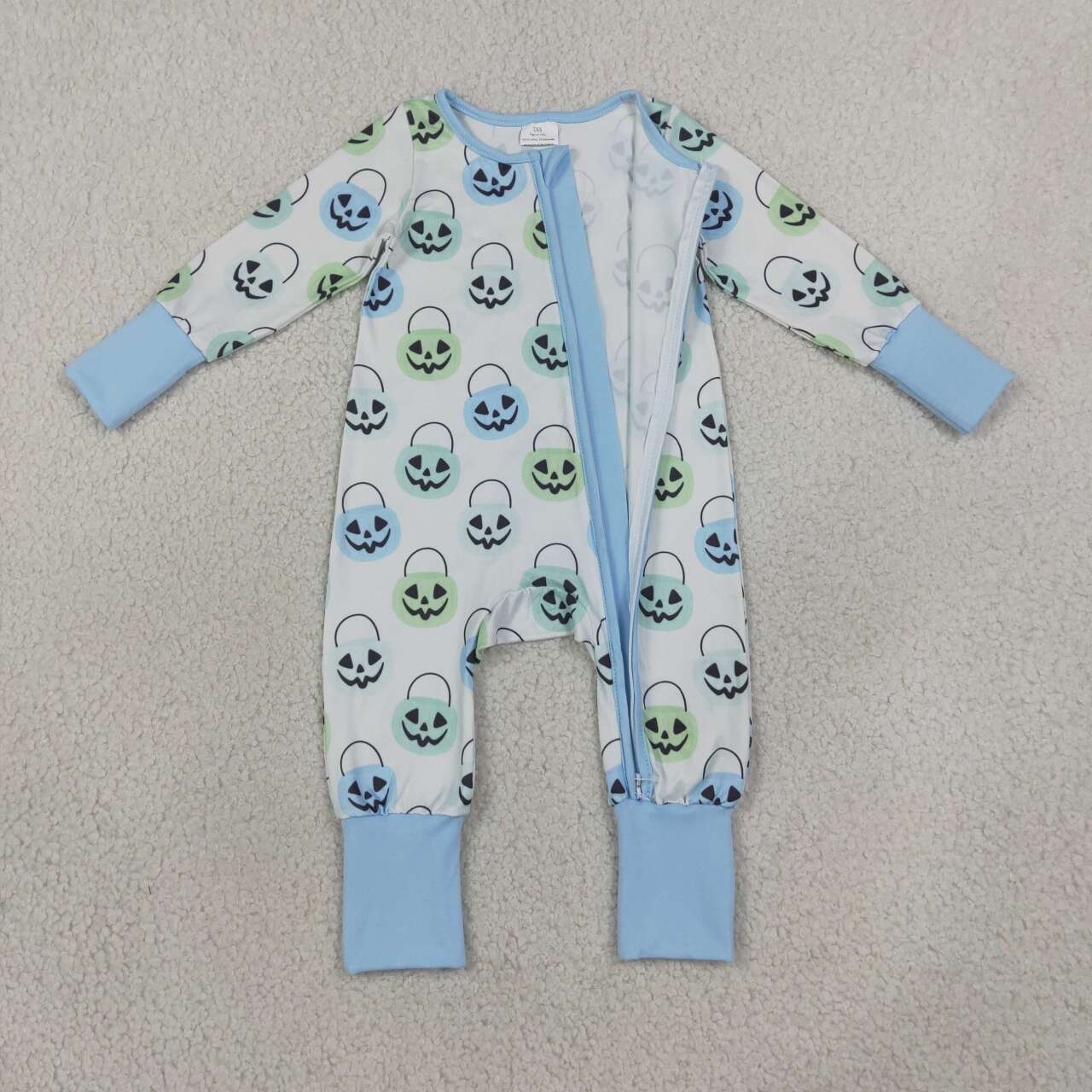 Toddle baby Halloween ghost pumpkin blue romper