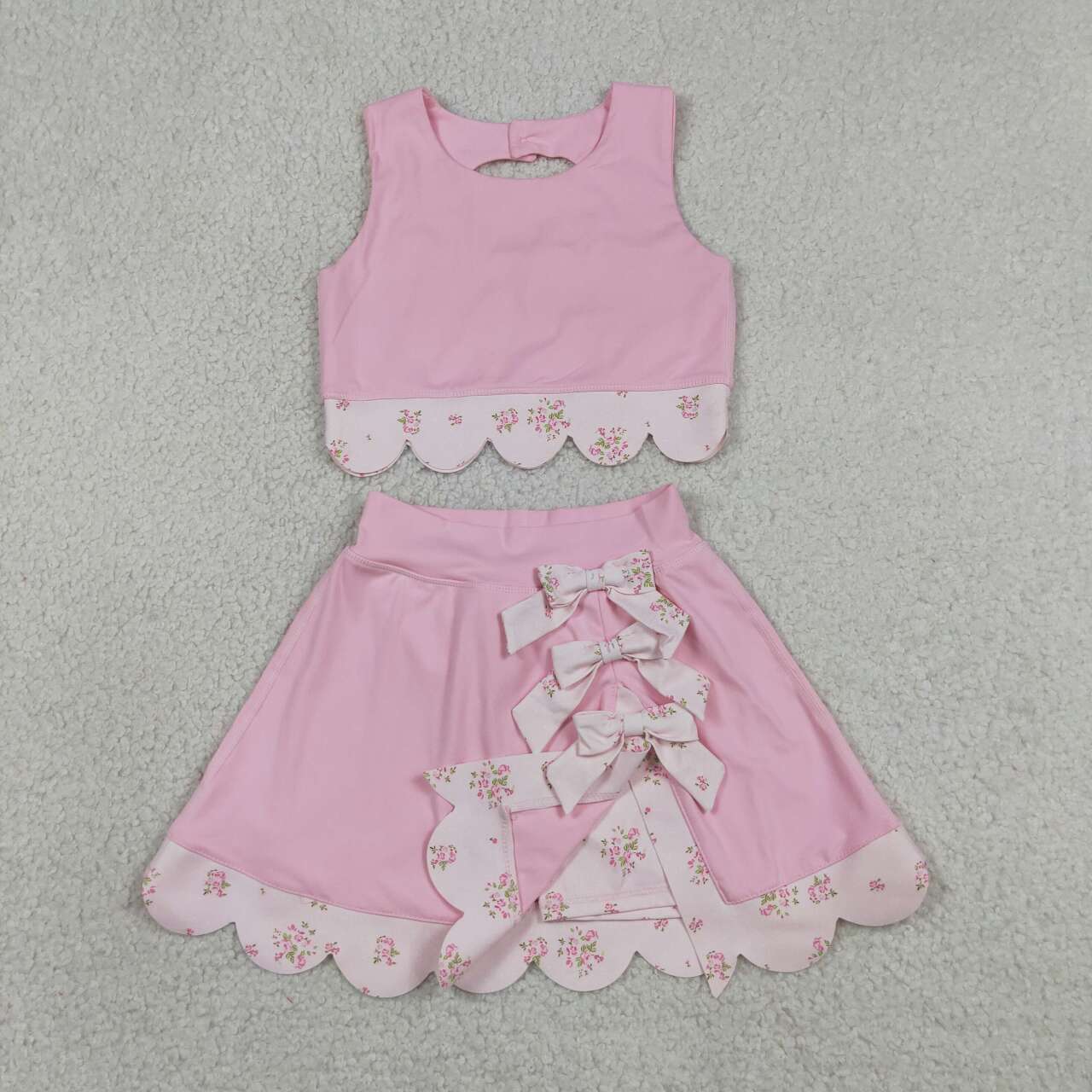 Pink tank top matching skirt girls summer active wear yoga outfit