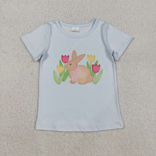 Girls easter bunny floral short sleeve top