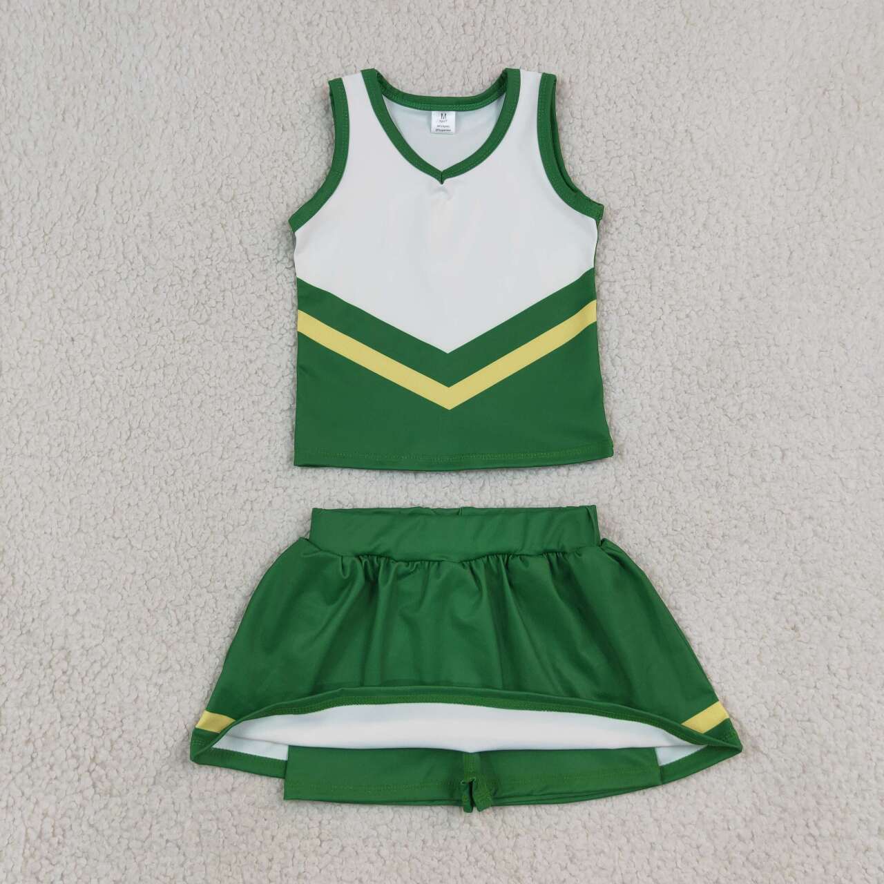 Green cheer yoga tank top matching skorts girls summer outfit