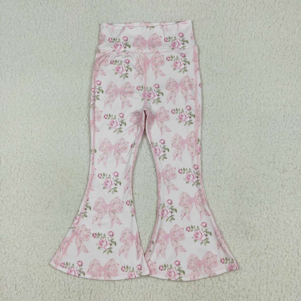 Baby Girls Pink Bow Floral Yoga Pants